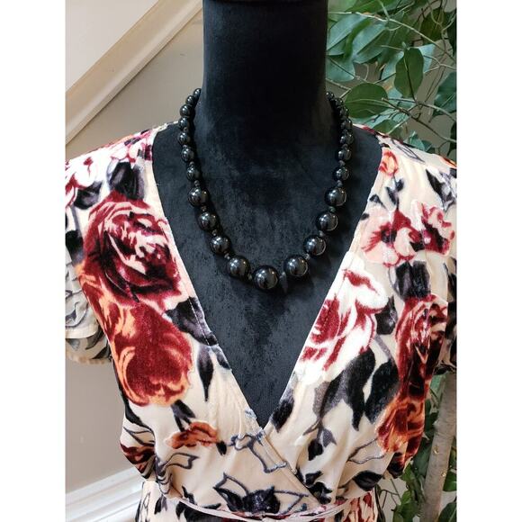 Aakaa Fit & Flare Dress Women's Large Multi Floral Lined Velour Tie Waist V Neck - Picture 5 of 16